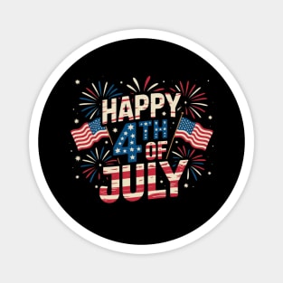 Happy 4th Of July Patriotic American US Flag 4th Of July Magnet